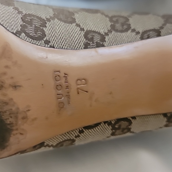 GUCCI VINTAGE 💯 AUTHENTHIC CLOTH HEEL SIZE 7B PRE-OWNED VERY GOOD COND - Picture 5 of 13